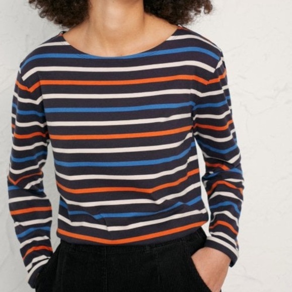 Organic Cotton Sailor Shirt Breton Midnight Sailor Stripes - Picture 1 of 9